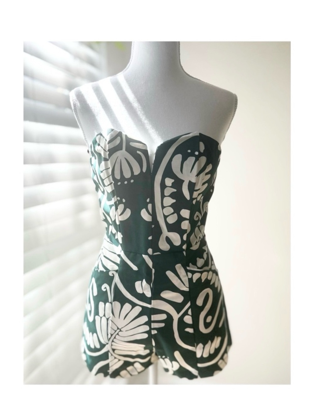 H&M Dark Green Floral Lined Dress
